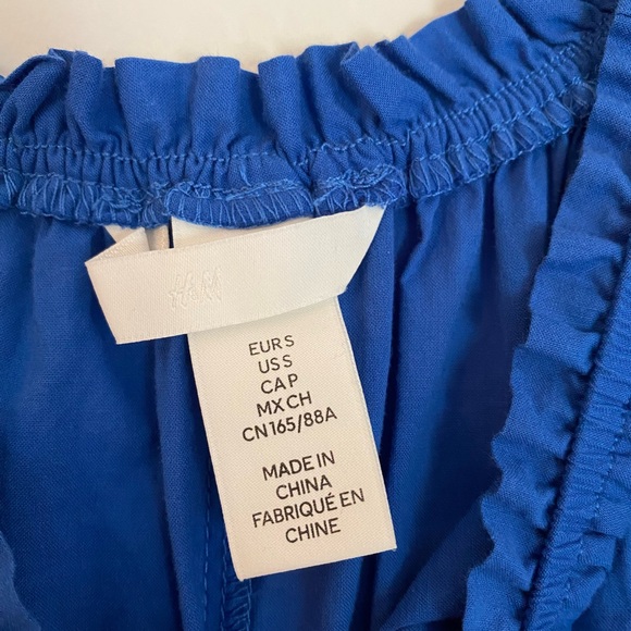 Blue Off-Shoulder Cotton Dress - Picture 3 of 5